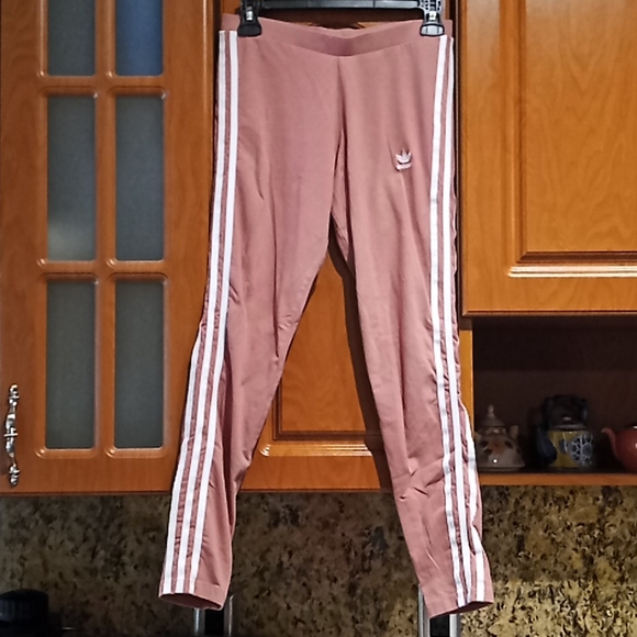 adidas Pants - ADIDAS Sweatpants. Medium. Color: Pale Rose With White Stripes.